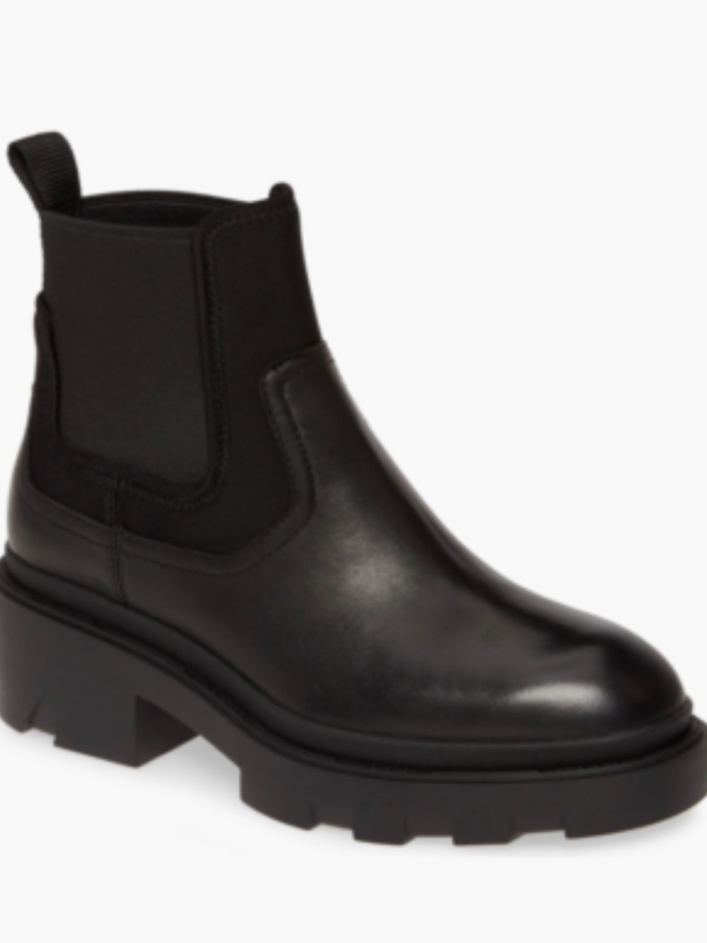 ASH black leather metro chunky lug sole utility Chelsea booties size 37/7